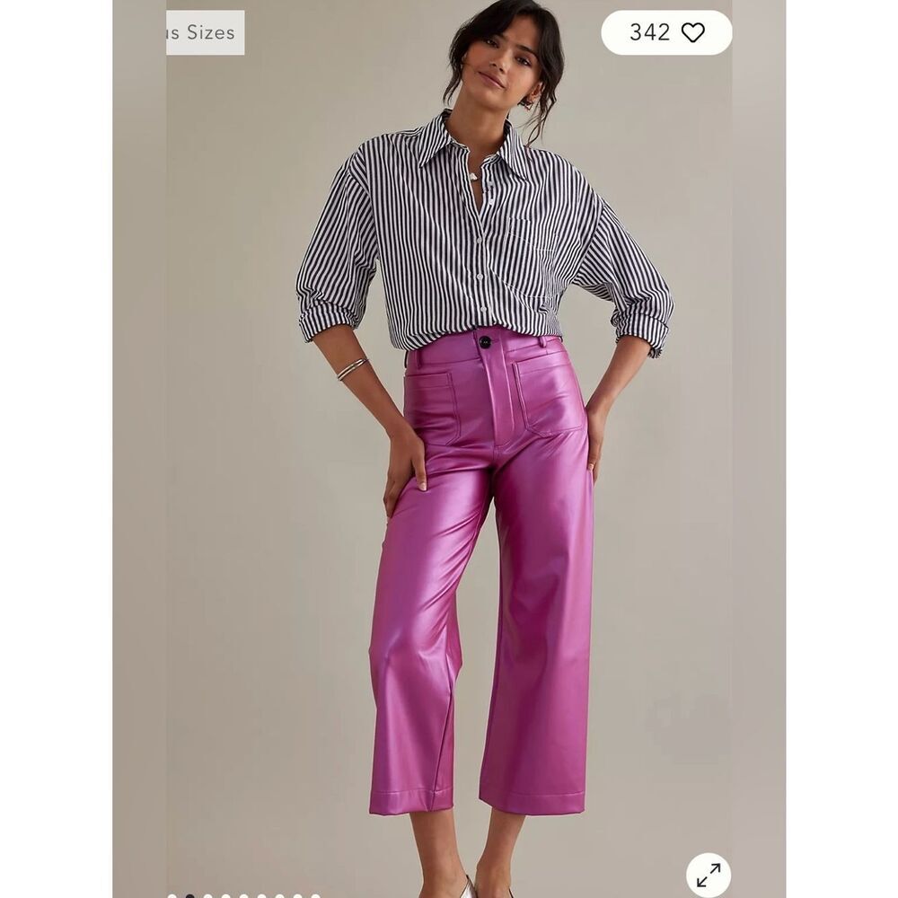 The Colette Faux Leather Crop Wide-Leg Pants by Maeve